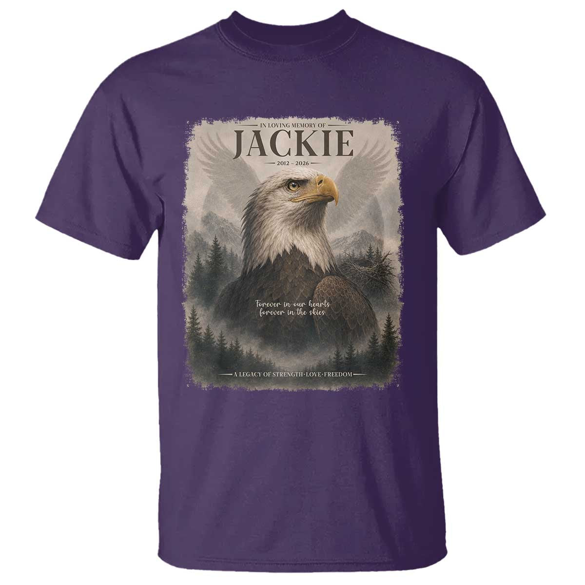 In Loving Memory of Jackie Eagle Memorial Portrait T Shirt 2012 2026 Legacy Of Strength Wilderness Tribute
