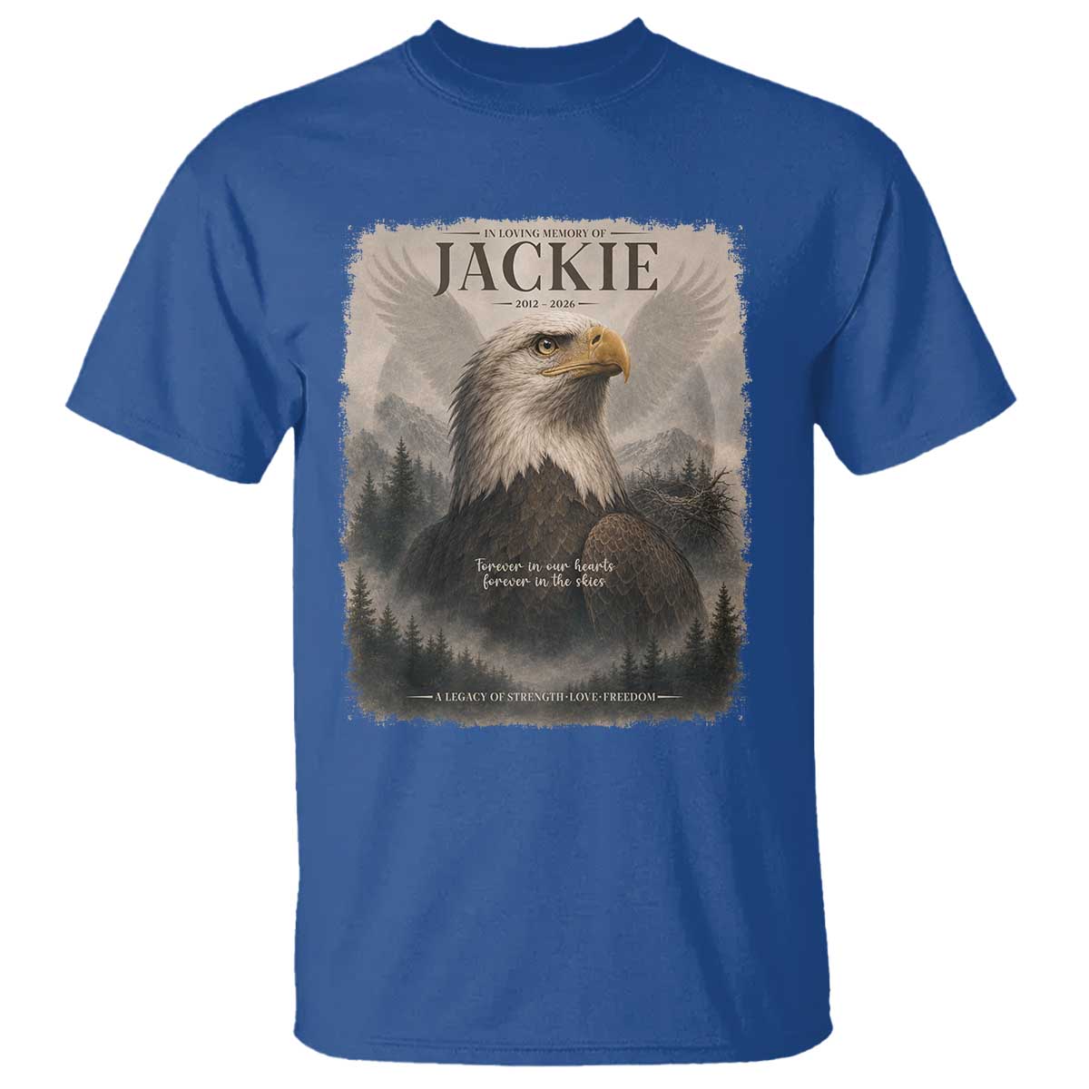 In Loving Memory of Jackie Eagle Memorial Portrait T Shirt 2012 2026 Legacy Of Strength Wilderness Tribute