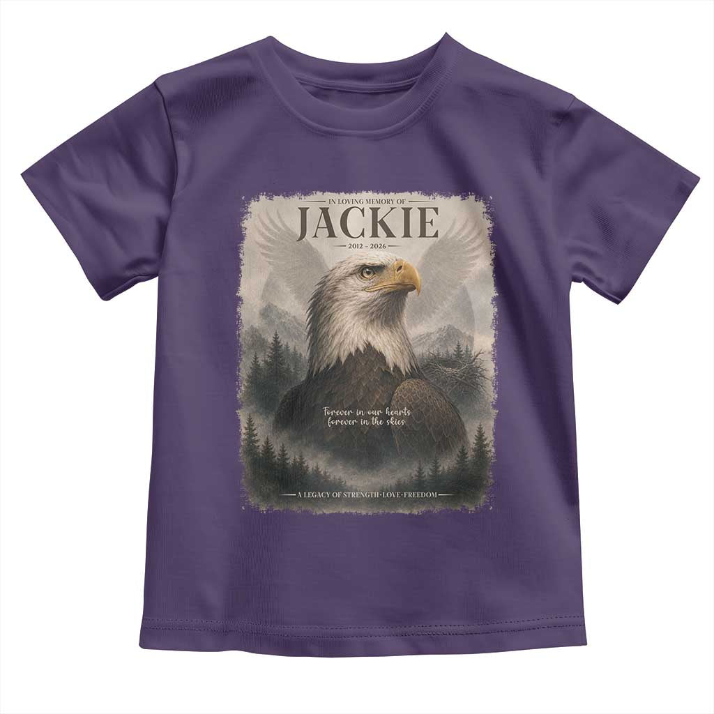 In Loving Memory of Jackie Eagle Memorial Portrait Toddler T Shirt 2012 2026 Legacy Of Strength Wilderness Tribute