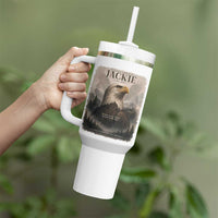 In Loving Memory of Jackie Eagle Memorial Portrait Tumbler With Handle 2012 2026 Legacy Of Strength Wilderness Tribute