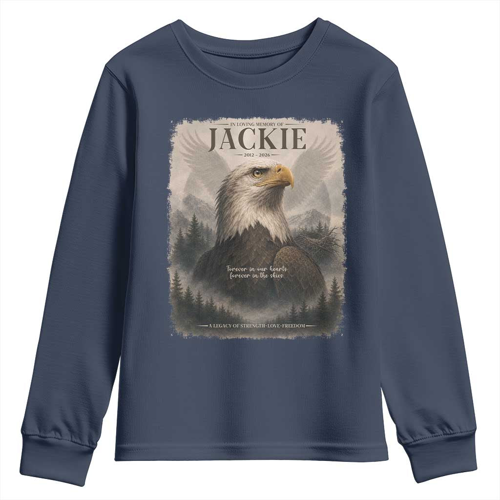 In Loving Memory of Jackie Eagle Memorial Portrait Youth Sweatshirt 2012 2026 Legacy Of Strength Wilderness Tribute
