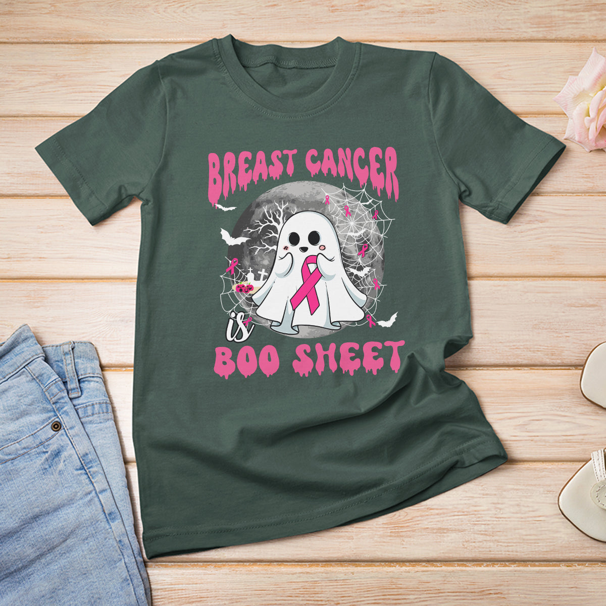 Breast Cancer Boo Sheet T Shirt Breast Cancer Is Boo Sheet Halloween Pink Ribbon Support Breast Cancer Warrior - Wonder Print Shop