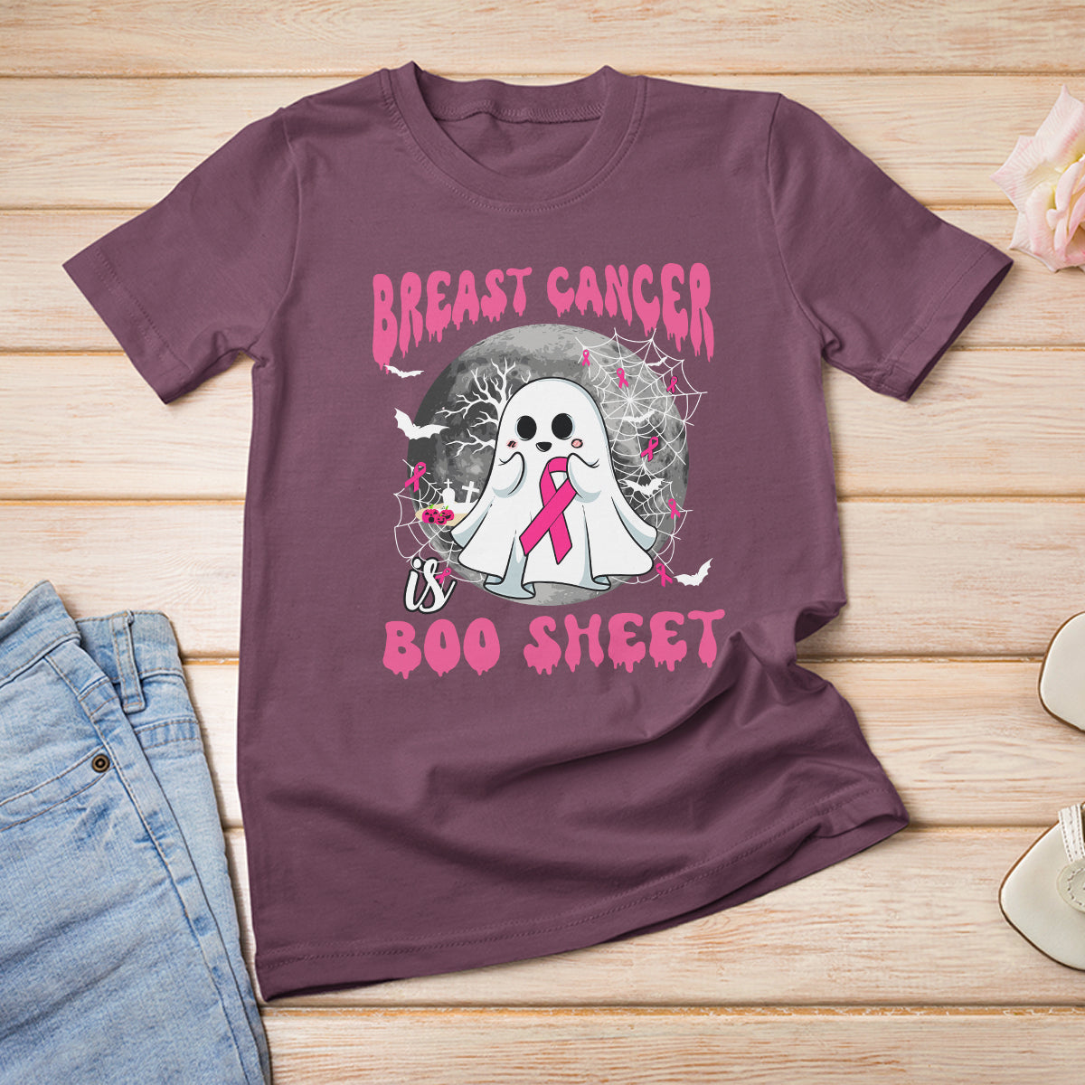 Breast Cancer Boo Sheet T Shirt Breast Cancer Is Boo Sheet Halloween Pink Ribbon Support Breast Cancer Warrior - Wonder Print Shop
