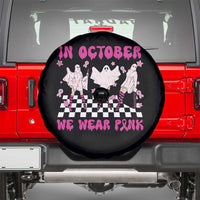 Breast Cancer Boo Sheet Spare Tire Cover In October We Wear Pink Halloween Ghost Pink Ribbon