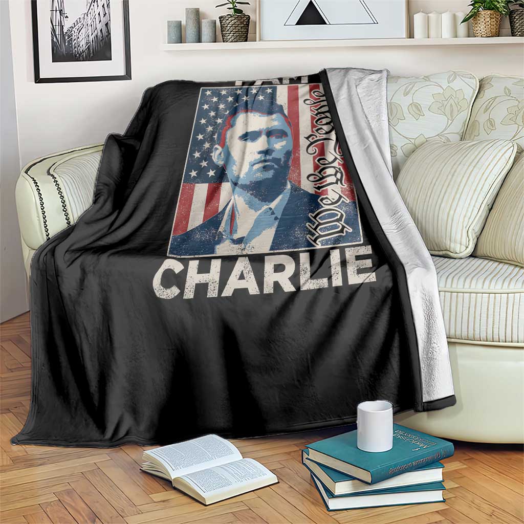 Stand With Charlie Throw Blanket Patriotic Free Speech We The People American Flag Graphic - Wonder Print Shop