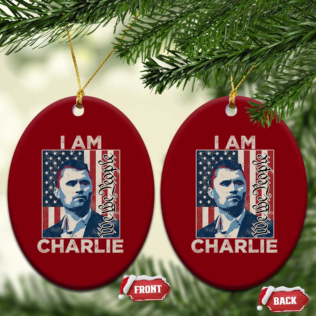 Stand With Charlie Ceramic Ornament Patriotic Free Speech We The People American Flag Graphic - Wonder Print Shop