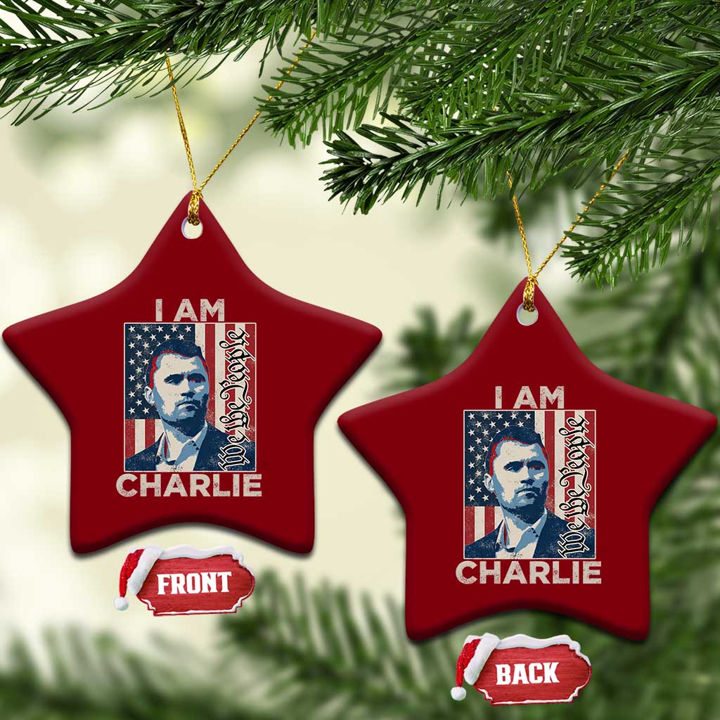Stand With Charlie Ceramic Ornament Patriotic Free Speech We The People American Flag Graphic - Wonder Print Shop