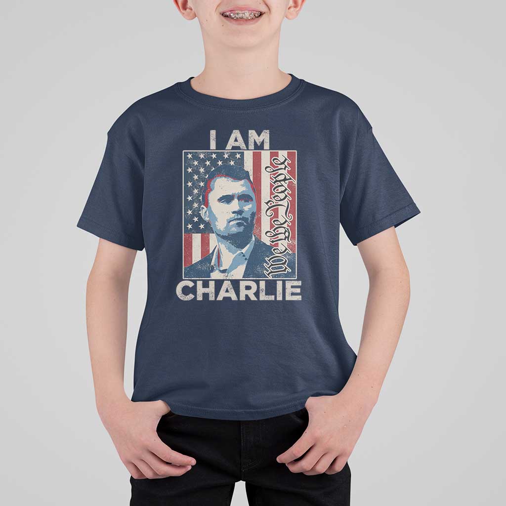 Stand With Charlie T Shirt For Kid Patriotic Free Speech We The People American Flag Graphic - Wonder Print Shop