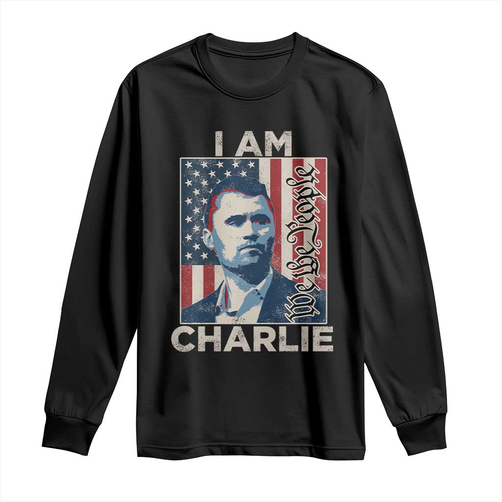 Stand With Charlie Long Sleeve Shirt Patriotic Free Speech We The People American Flag Graphic - Wonder Print Shop