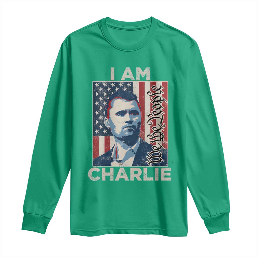 Stand With Charlie Long Sleeve Shirt Patriotic Free Speech We The People American Flag Graphic - Wonder Print Shop
