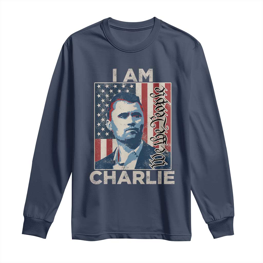 Stand With Charlie Long Sleeve Shirt Patriotic Free Speech We The People American Flag Graphic - Wonder Print Shop