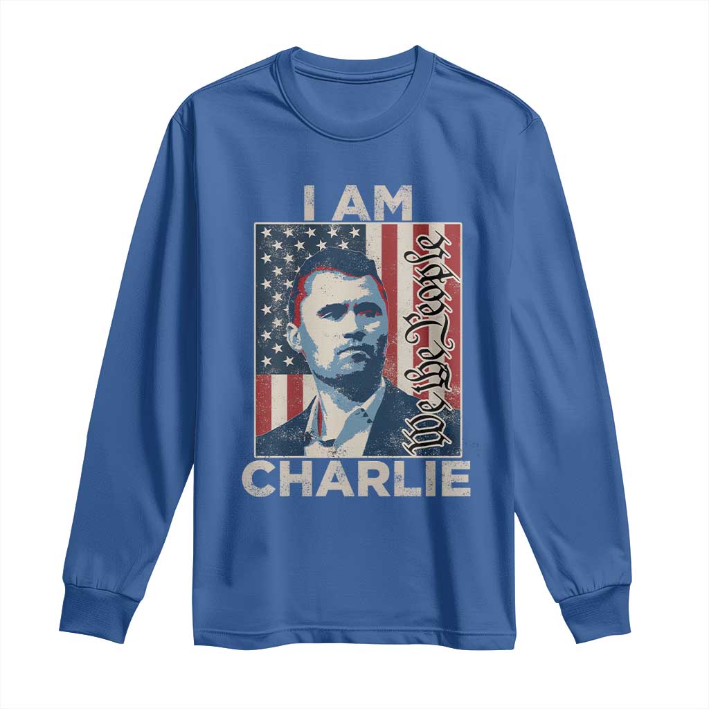 Stand With Charlie Long Sleeve Shirt Patriotic Free Speech We The People American Flag Graphic - Wonder Print Shop