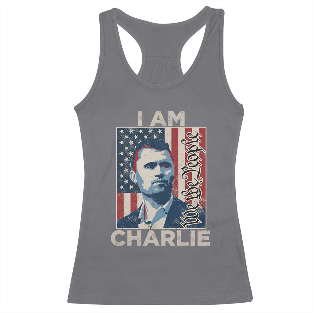 Stand With Charlie Racerback Tank Top Patriotic Free Speech We The People American Flag Graphic - Wonder Print Shop
