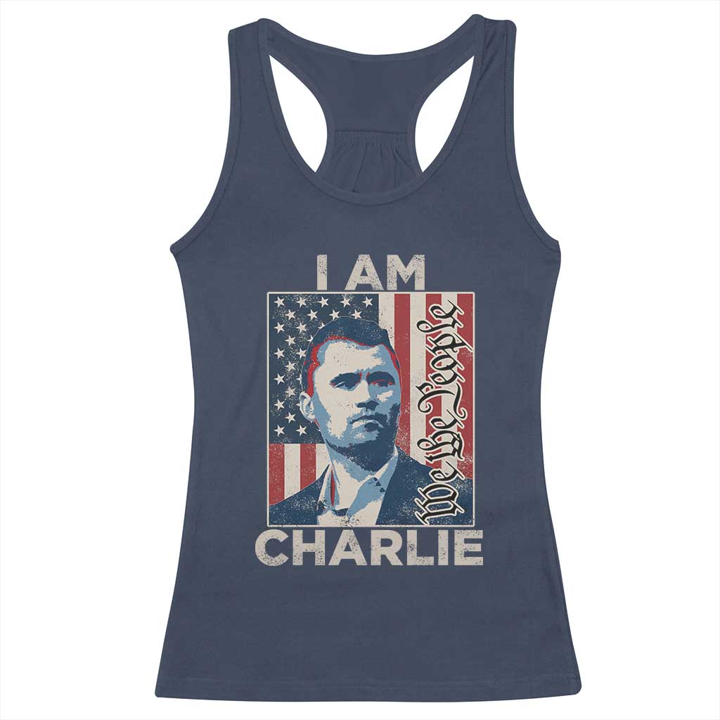 Stand With Charlie Racerback Tank Top Patriotic Free Speech We The People American Flag Graphic - Wonder Print Shop