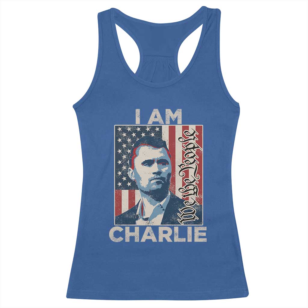 Stand With Charlie Racerback Tank Top Patriotic Free Speech We The People American Flag Graphic - Wonder Print Shop