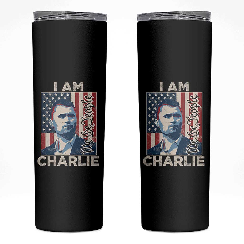 Stand With Charlie Skinny Tumbler Patriotic Free Speech We The People American Flag Graphic - Wonder Print Shop