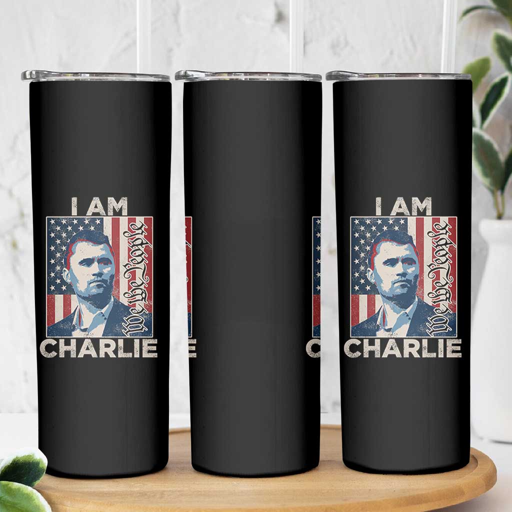 Stand With Charlie Skinny Tumbler Patriotic Free Speech We The People American Flag Graphic - Wonder Print Shop