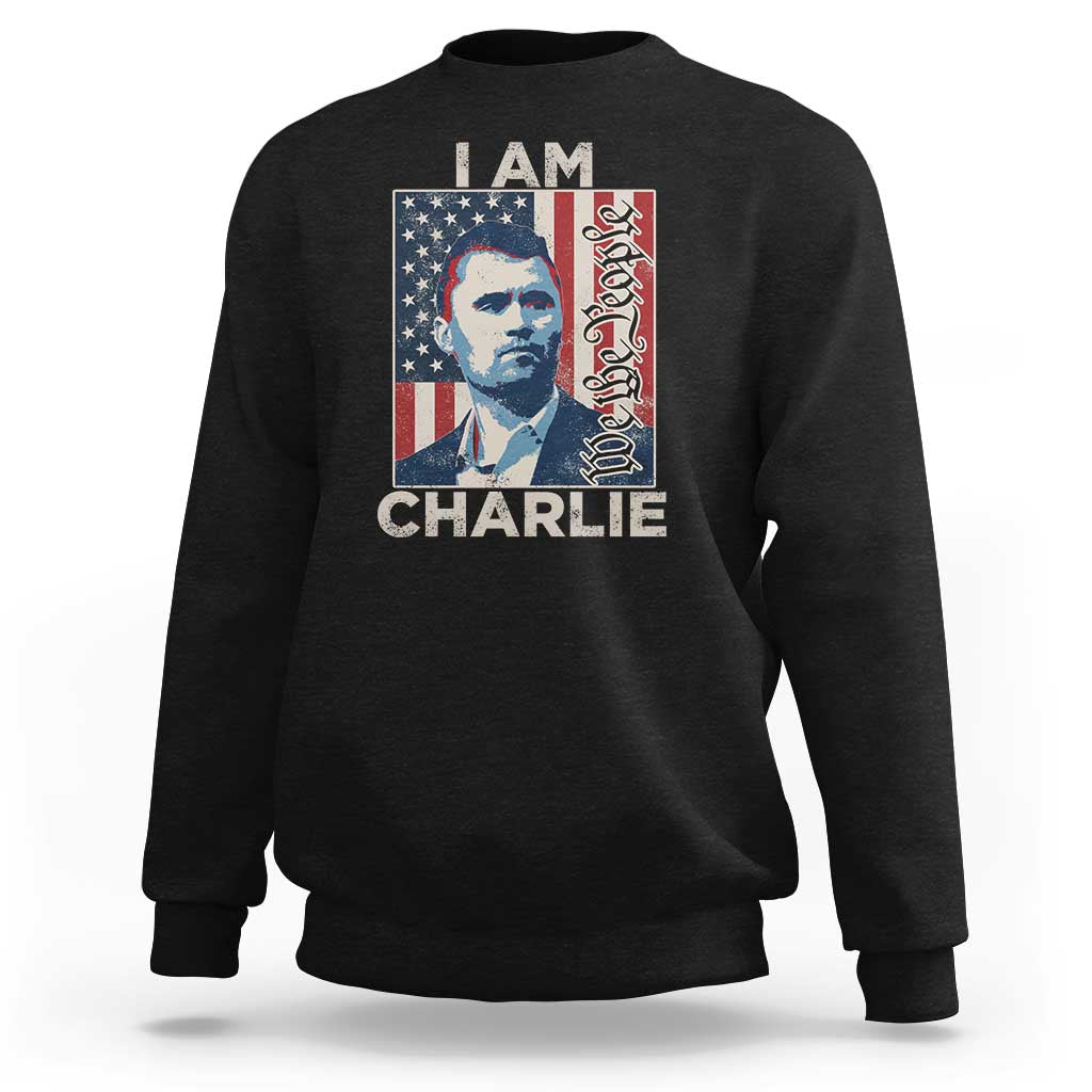 Stand With Charlie Sweatshirt Patriotic Free Speech We The People American Flag Graphic - Wonder Print Shop