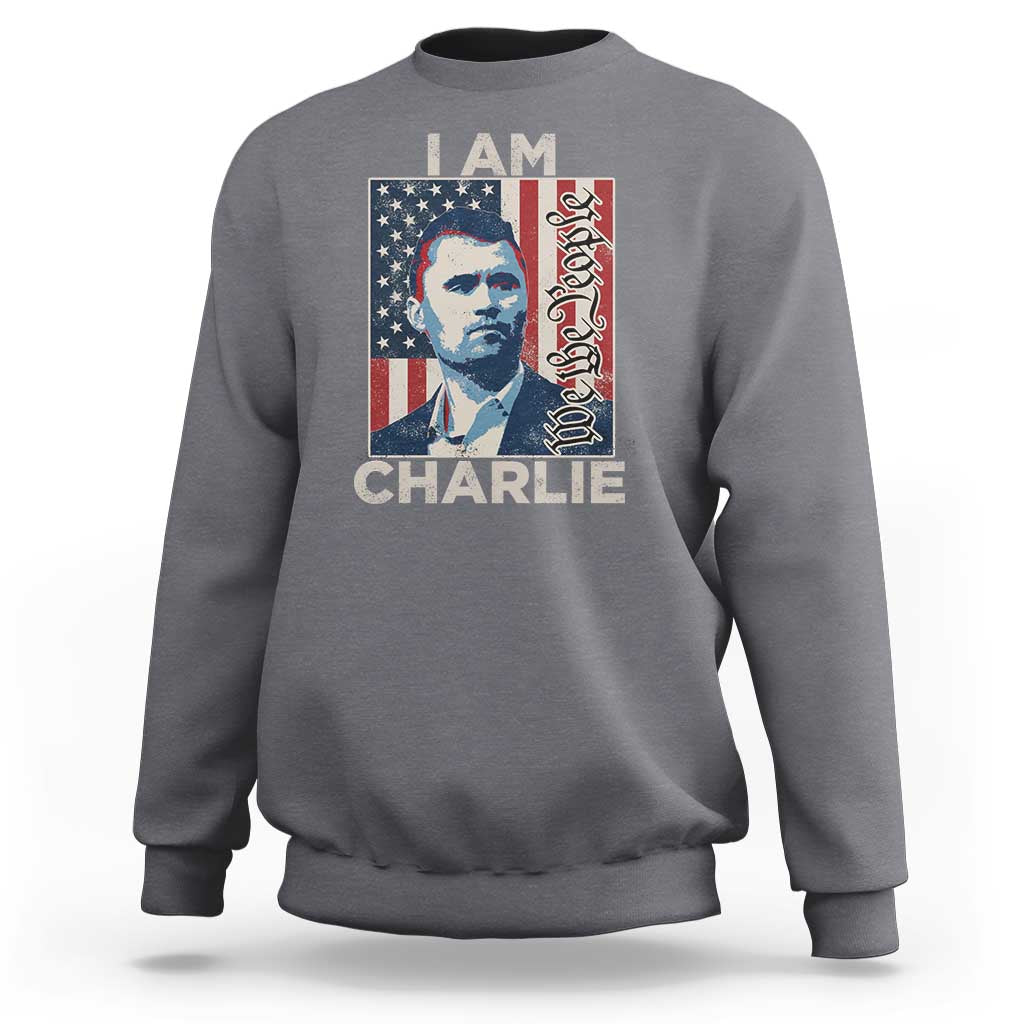 Stand With Charlie Sweatshirt Patriotic Free Speech We The People American Flag Graphic - Wonder Print Shop