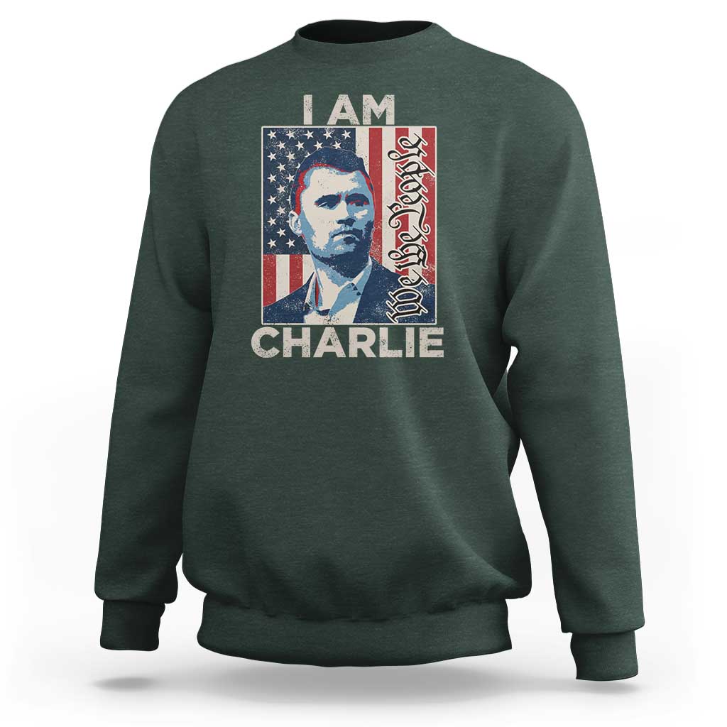Stand With Charlie Sweatshirt Patriotic Free Speech We The People American Flag Graphic - Wonder Print Shop