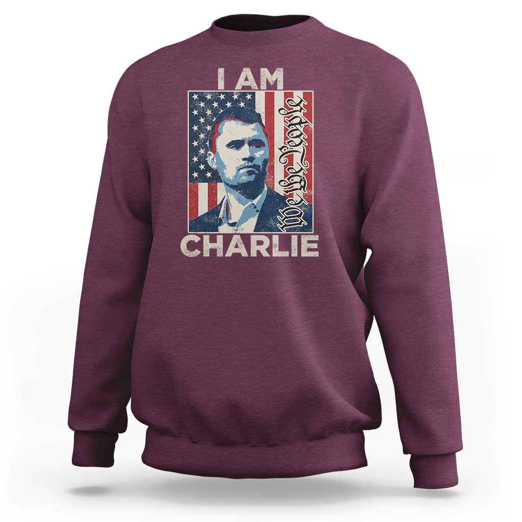 Stand With Charlie Sweatshirt Patriotic Free Speech We The People American Flag Graphic - Wonder Print Shop