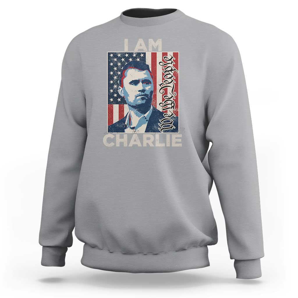 Stand With Charlie Sweatshirt Patriotic Free Speech We The People American Flag Graphic - Wonder Print Shop