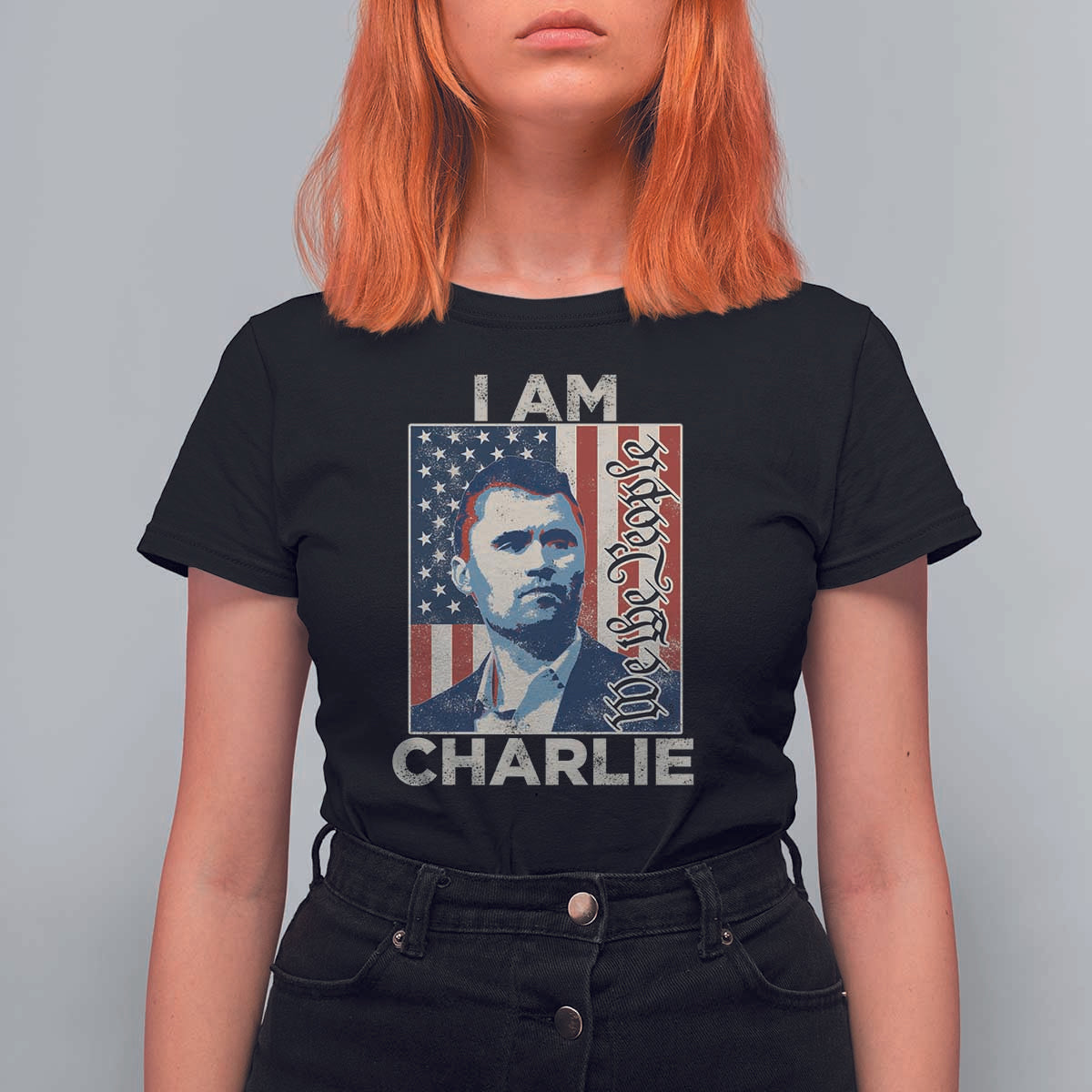 Stand With Charlie T Shirt For Women Patriotic Free Speech We The People American Flag Graphic - Wonder Print Shop