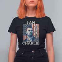Stand With Charlie T Shirt For Women Patriotic Free Speech We The People American Flag Graphic - Wonder Print Shop