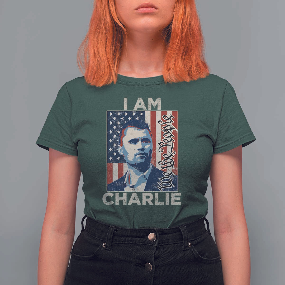 Stand With Charlie T Shirt For Women Patriotic Free Speech We The People American Flag Graphic - Wonder Print Shop