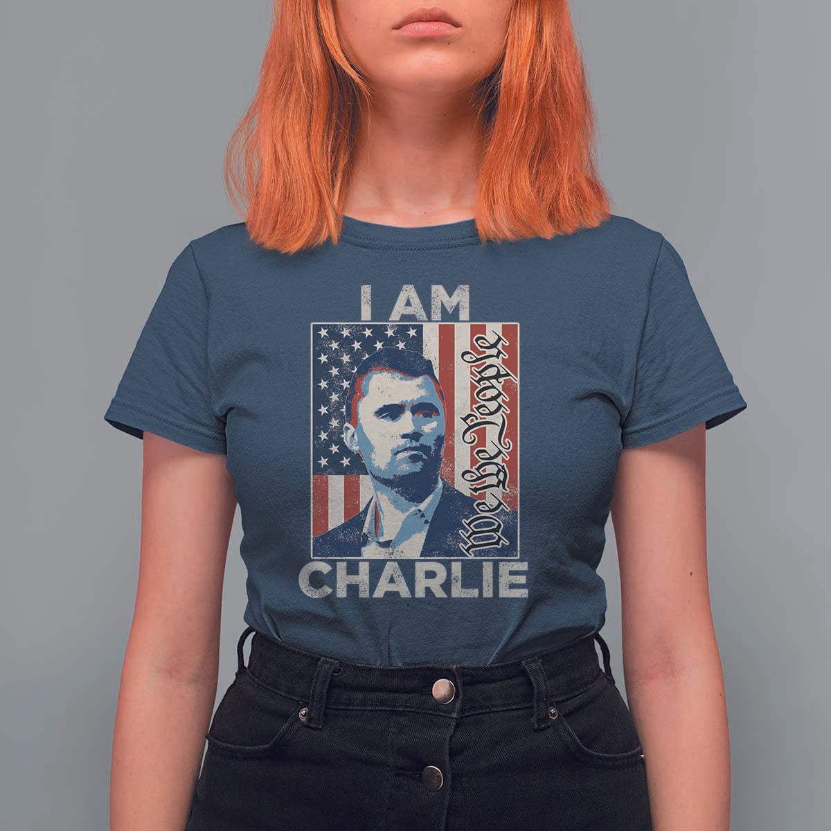Stand With Charlie T Shirt For Women Patriotic Free Speech We The People American Flag Graphic - Wonder Print Shop