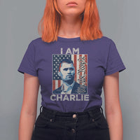 Stand With Charlie T Shirt For Women Patriotic Free Speech We The People American Flag Graphic - Wonder Print Shop