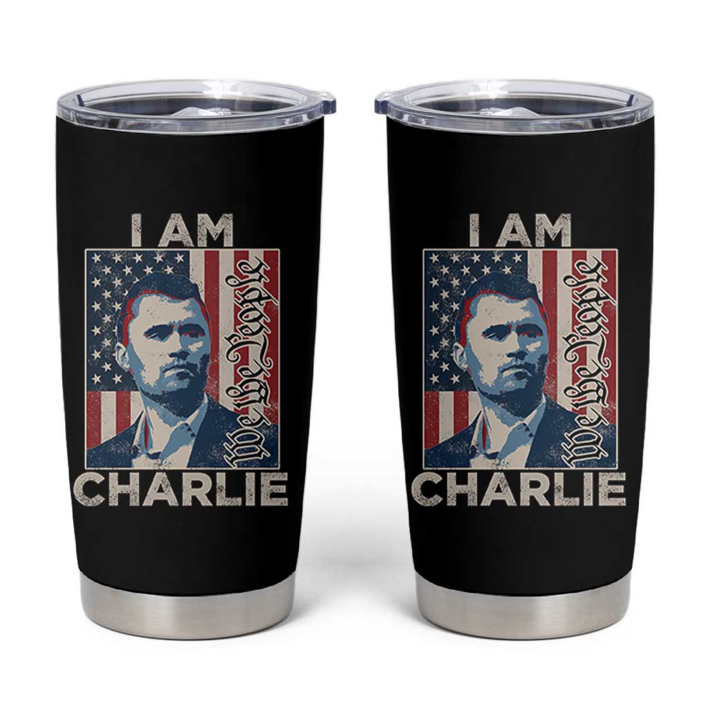 Stand With Charlie Tumbler Cup Patriotic Free Speech We The People American Flag Graphic - Wonder Print Shop