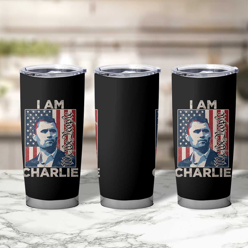 Stand With Charlie Tumbler Cup Patriotic Free Speech We The People American Flag Graphic - Wonder Print Shop