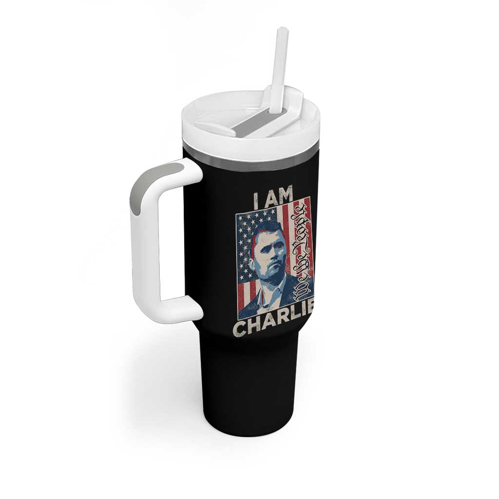Stand With Charlie Tumbler With Handle Patriotic Free Speech We The People American Flag Graphic - Wonder Print Shop