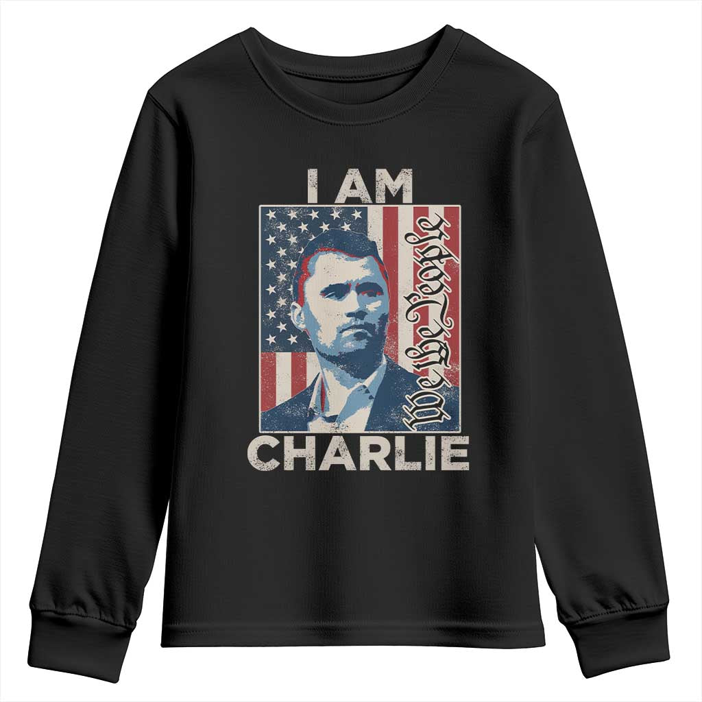 Stand With Charlie Youth Sweatshirt Patriotic Free Speech We The People American Flag Graphic - Wonder Print Shop