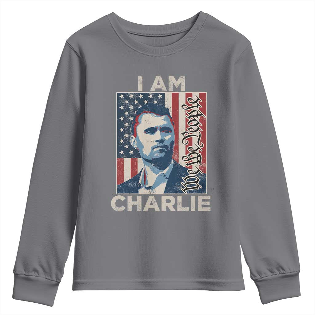 Stand With Charlie Youth Sweatshirt Patriotic Free Speech We The People American Flag Graphic - Wonder Print Shop