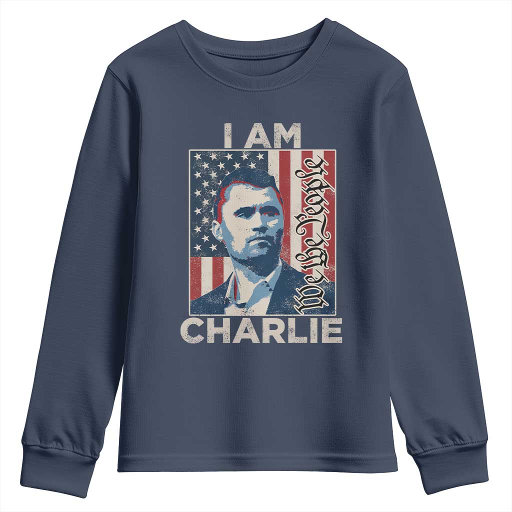 Stand With Charlie Youth Sweatshirt Patriotic Free Speech We The People American Flag Graphic - Wonder Print Shop