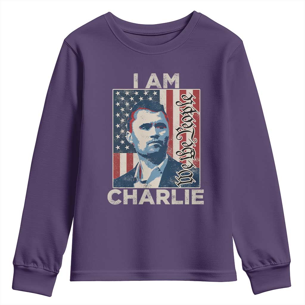 Stand With Charlie Youth Sweatshirt Patriotic Free Speech We The People American Flag Graphic - Wonder Print Shop
