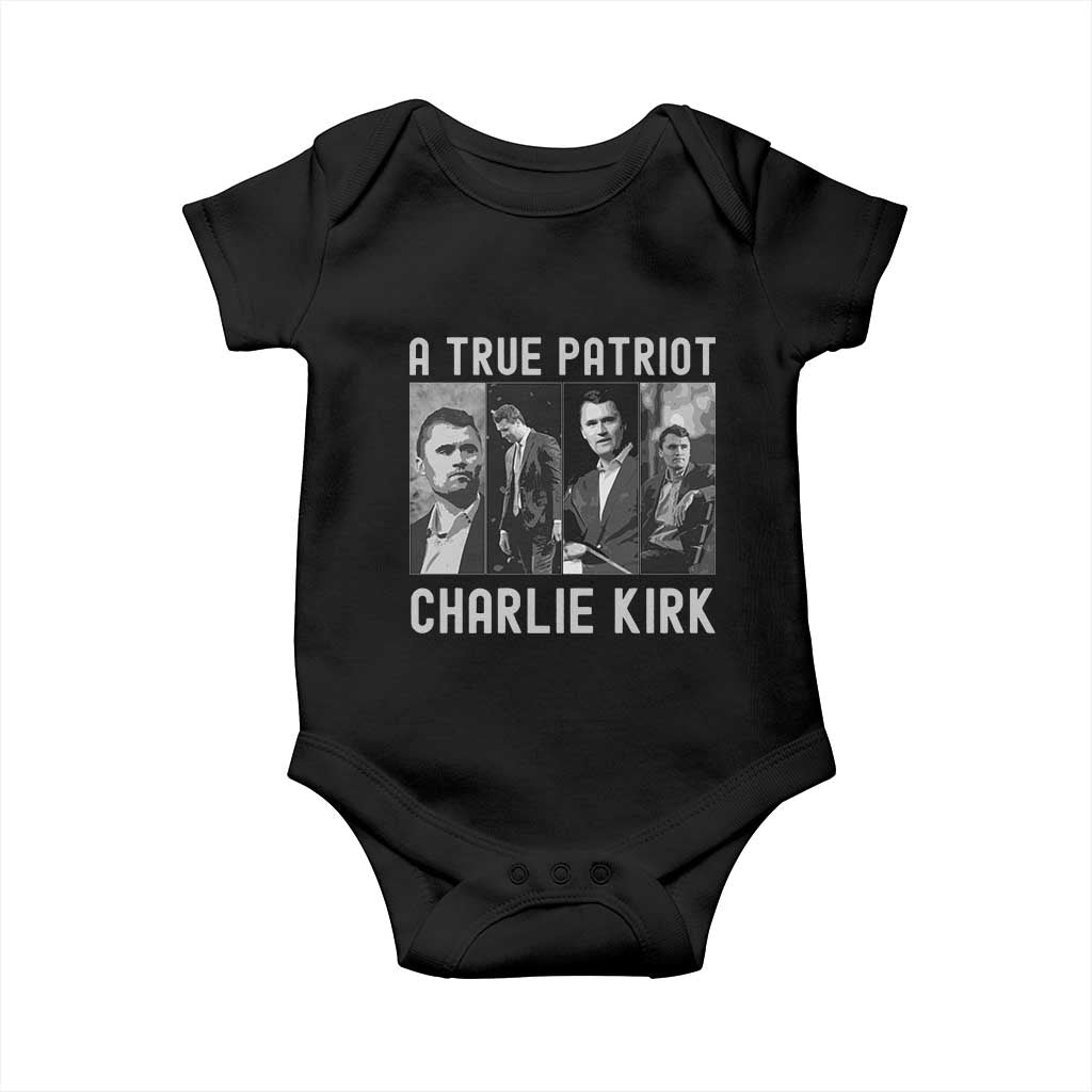 Charlie Kirk Tribute Baby Onesie A True Patriot Conservative Memorial - Wonder Print Shop