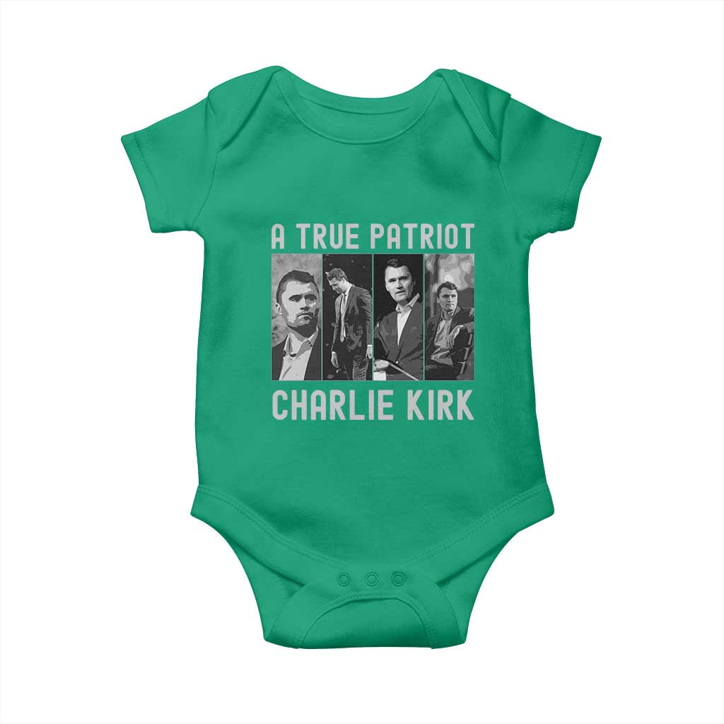 Charlie Kirk Tribute Baby Onesie A True Patriot Conservative Memorial - Wonder Print Shop