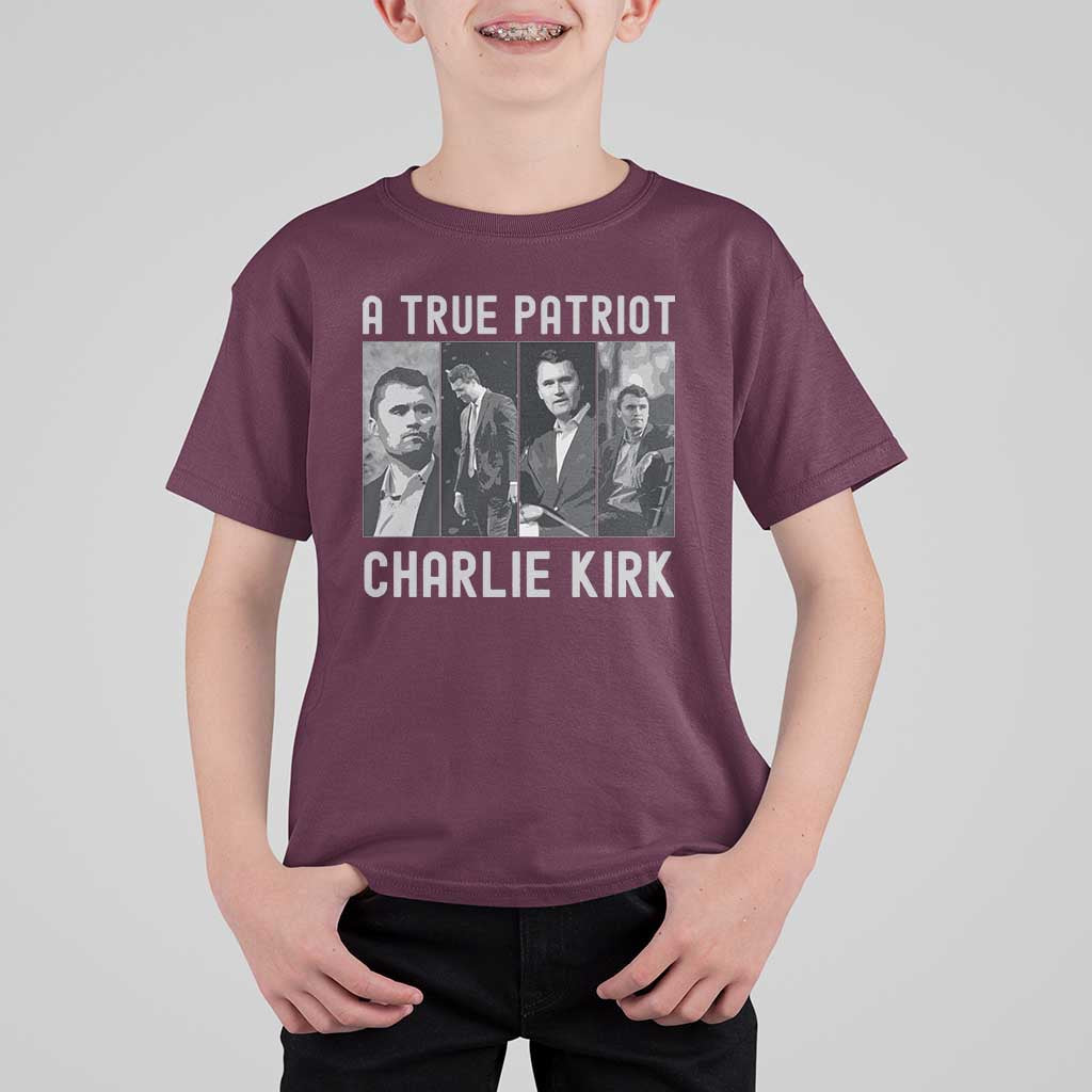 Charlie Kirk Tribute T Shirt For Kid A True Patriot Conservative Memorial - Wonder Print Shop