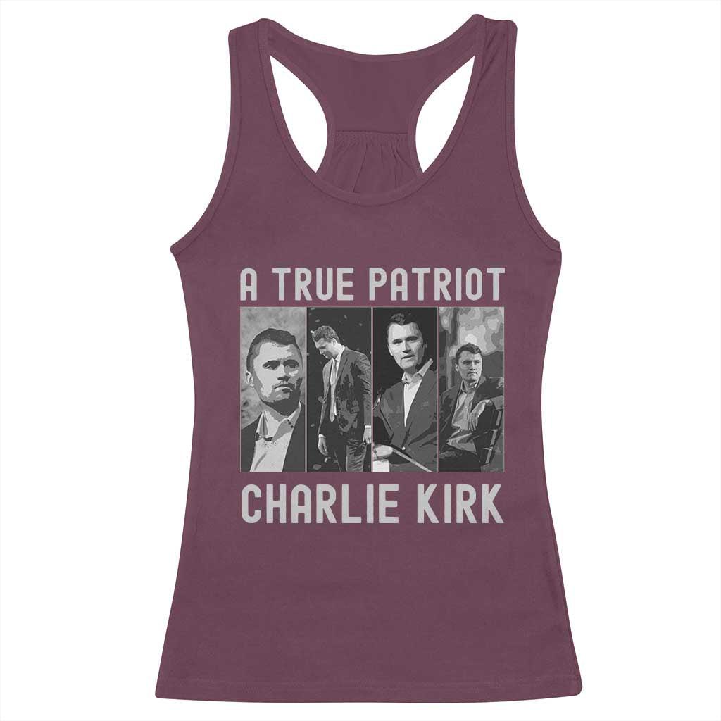 Charlie Kirk Tribute Racerback Tank Top A True Patriot Conservative Memorial - Wonder Print Shop