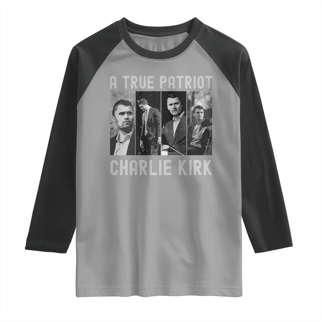 Charlie Kirk Tribute Raglan Shirt A True Patriot Conservative Memorial - Wonder Print Shop