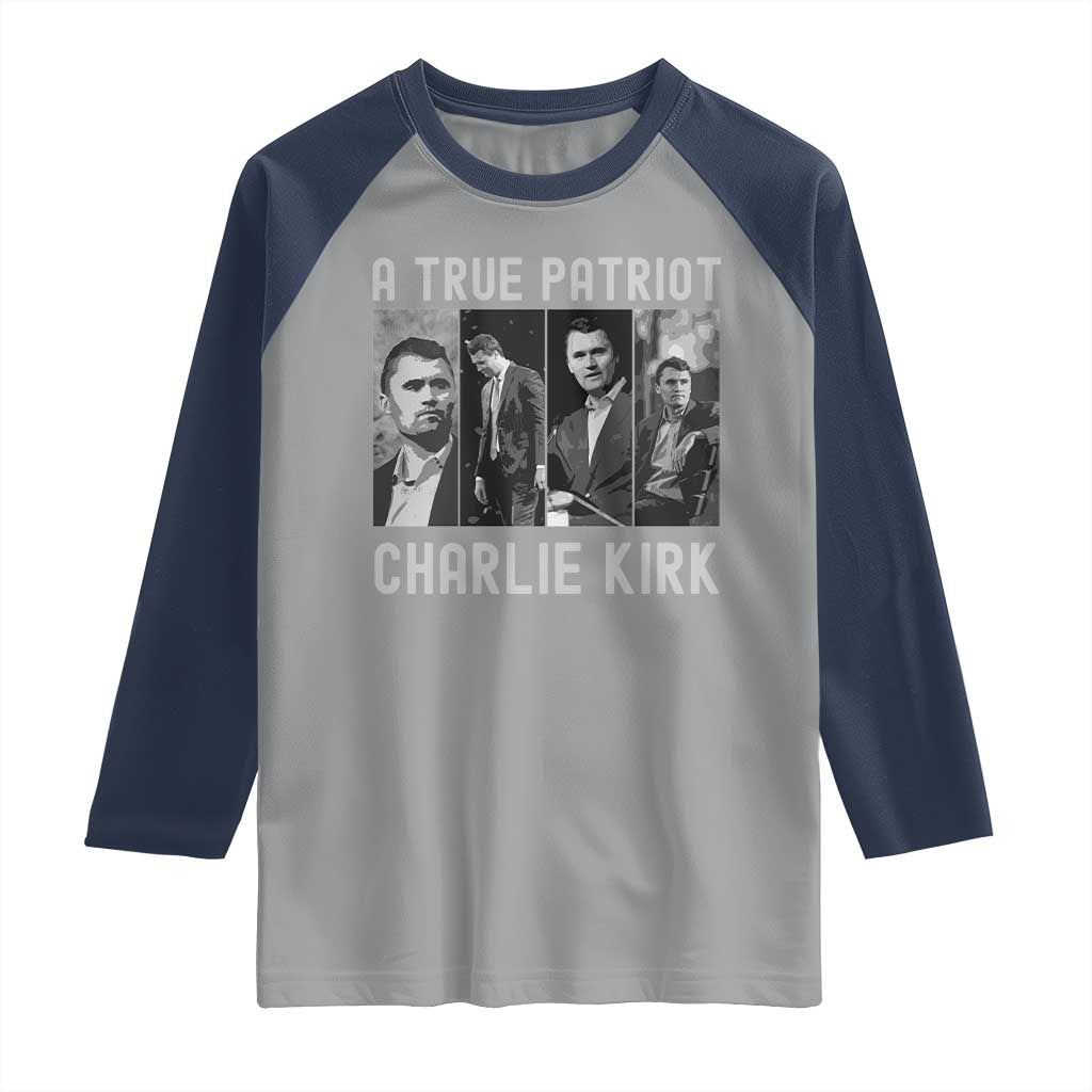 Charlie Kirk Tribute Raglan Shirt A True Patriot Conservative Memorial - Wonder Print Shop