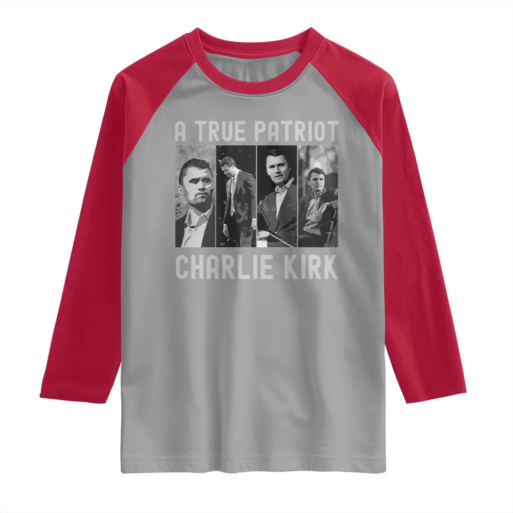 Charlie Kirk Tribute Raglan Shirt A True Patriot Conservative Memorial - Wonder Print Shop