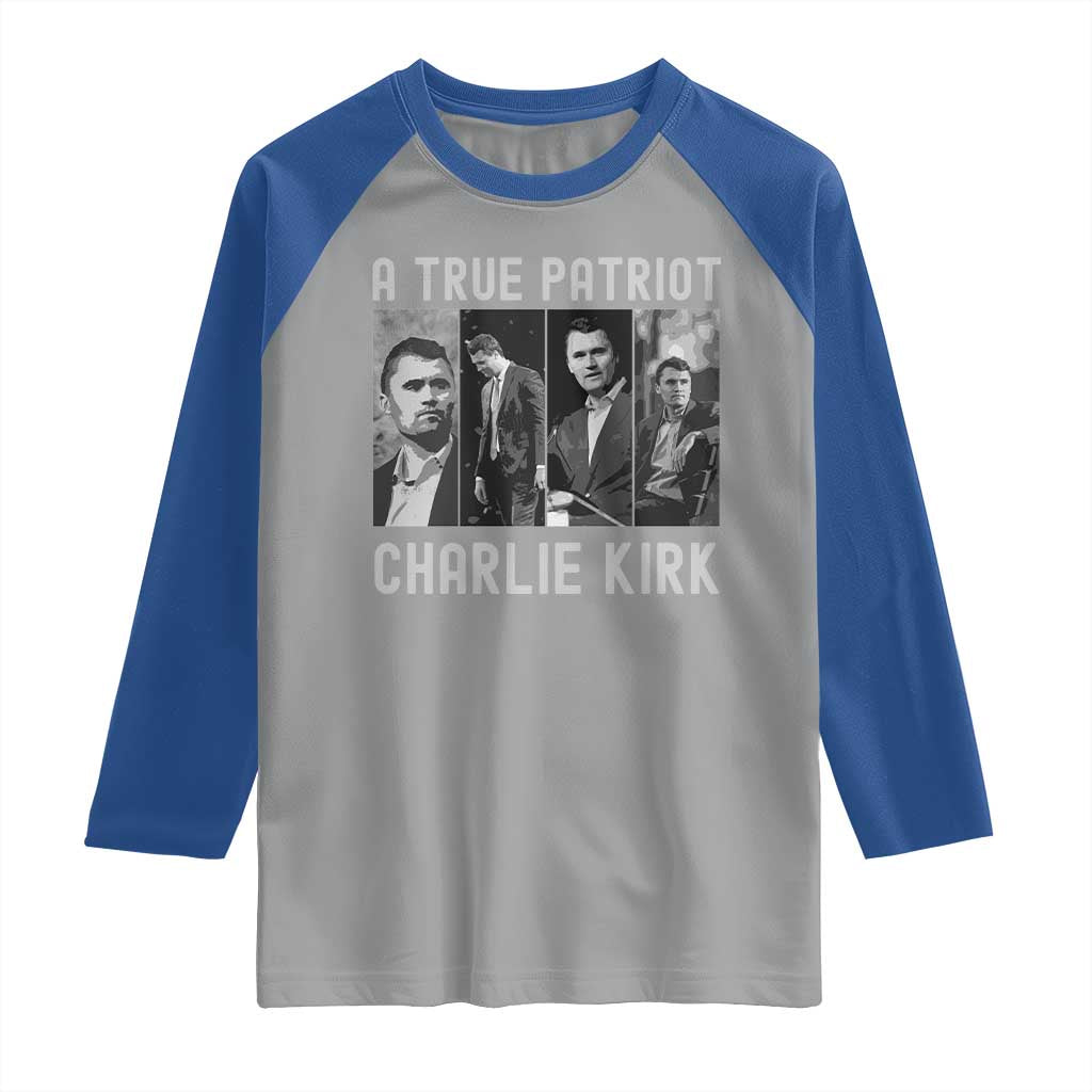 Charlie Kirk Tribute Raglan Shirt A True Patriot Conservative Memorial - Wonder Print Shop