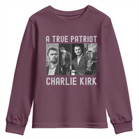 Charlie Kirk Tribute Youth Sweatshirt A True Patriot Conservative Memorial - Wonder Print Shop