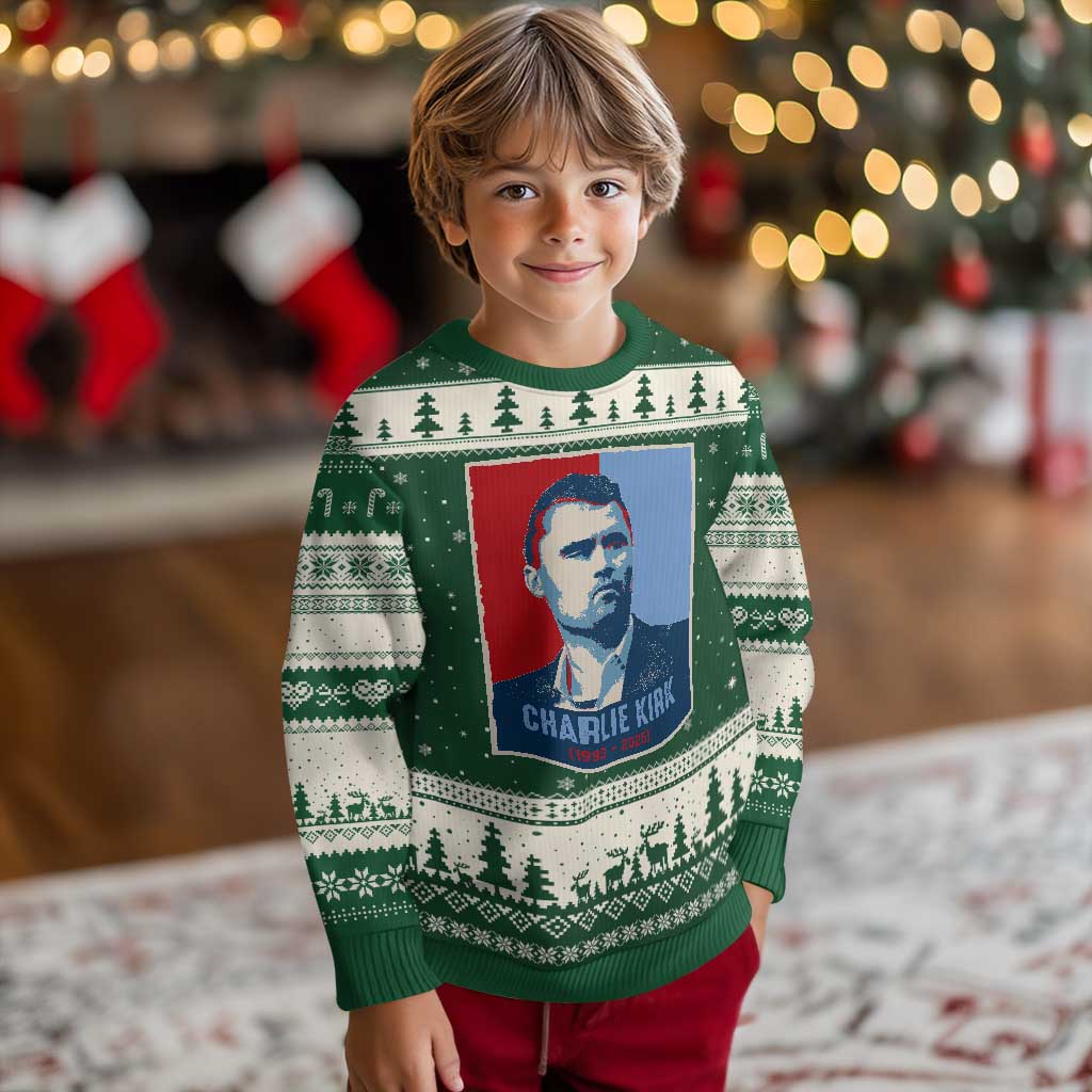 Charlie Kirk Tribute Ugly Christmas Sweater Freedom Hope Memorial 1993 2025 - Wonder Print Shop