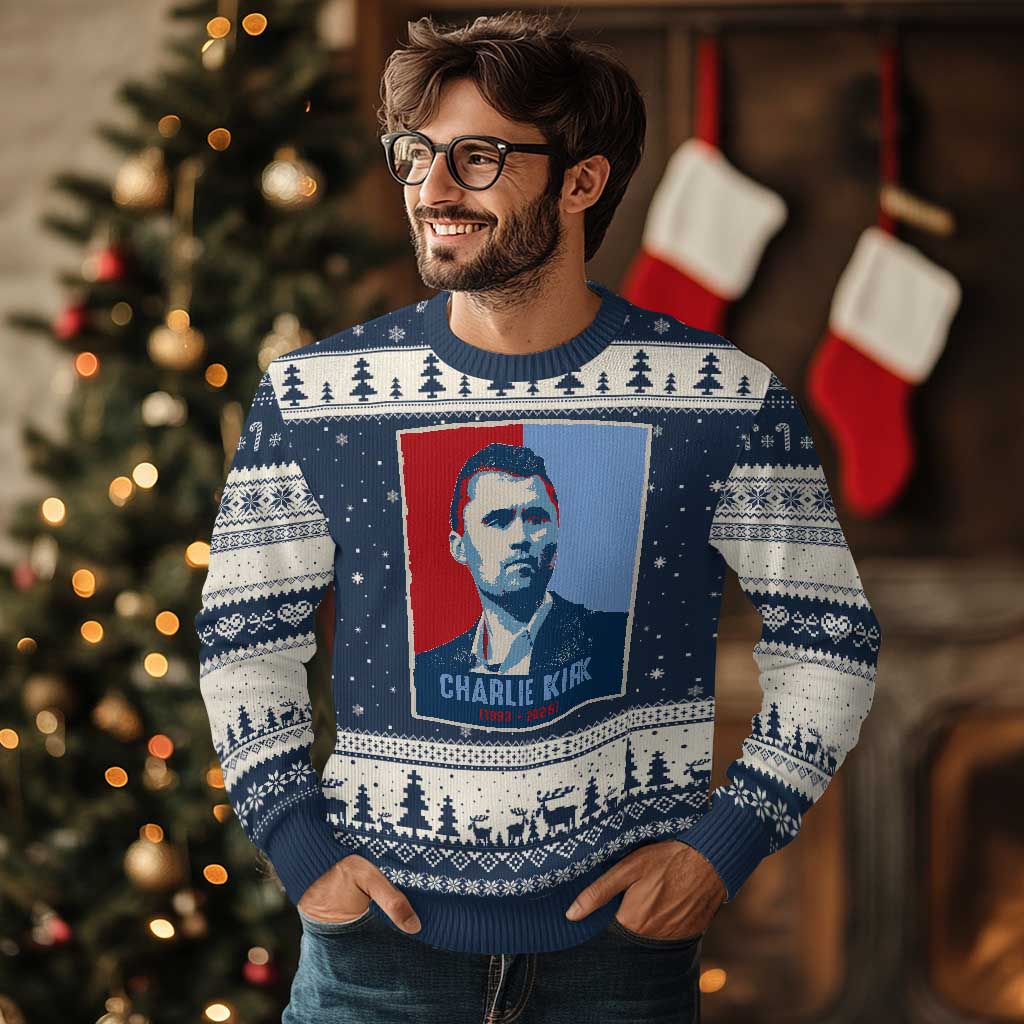 Charlie Kirk Tribute Ugly Christmas Sweater Freedom Hope Memorial 1993 2025 - Wonder Print Shop