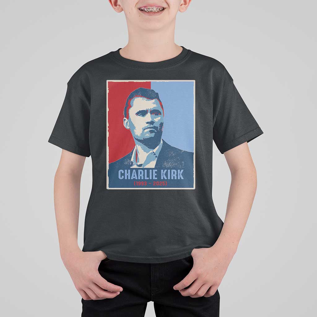 Charlie Kirk Tribute T Shirt For Kid Freedom Hope Memorial 1993 2025 - Wonder Print Shop